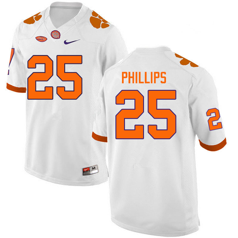 Men #25 Jalyn Phillips Clemson Tigers College Football Jerseys Sale-White - Click Image to Close